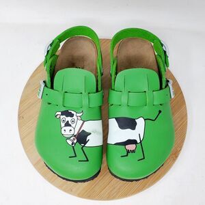 Birkenstock Kay Sandals Kids 31 Birkis Green Cow Mule Heel Strap Buckle Shoes